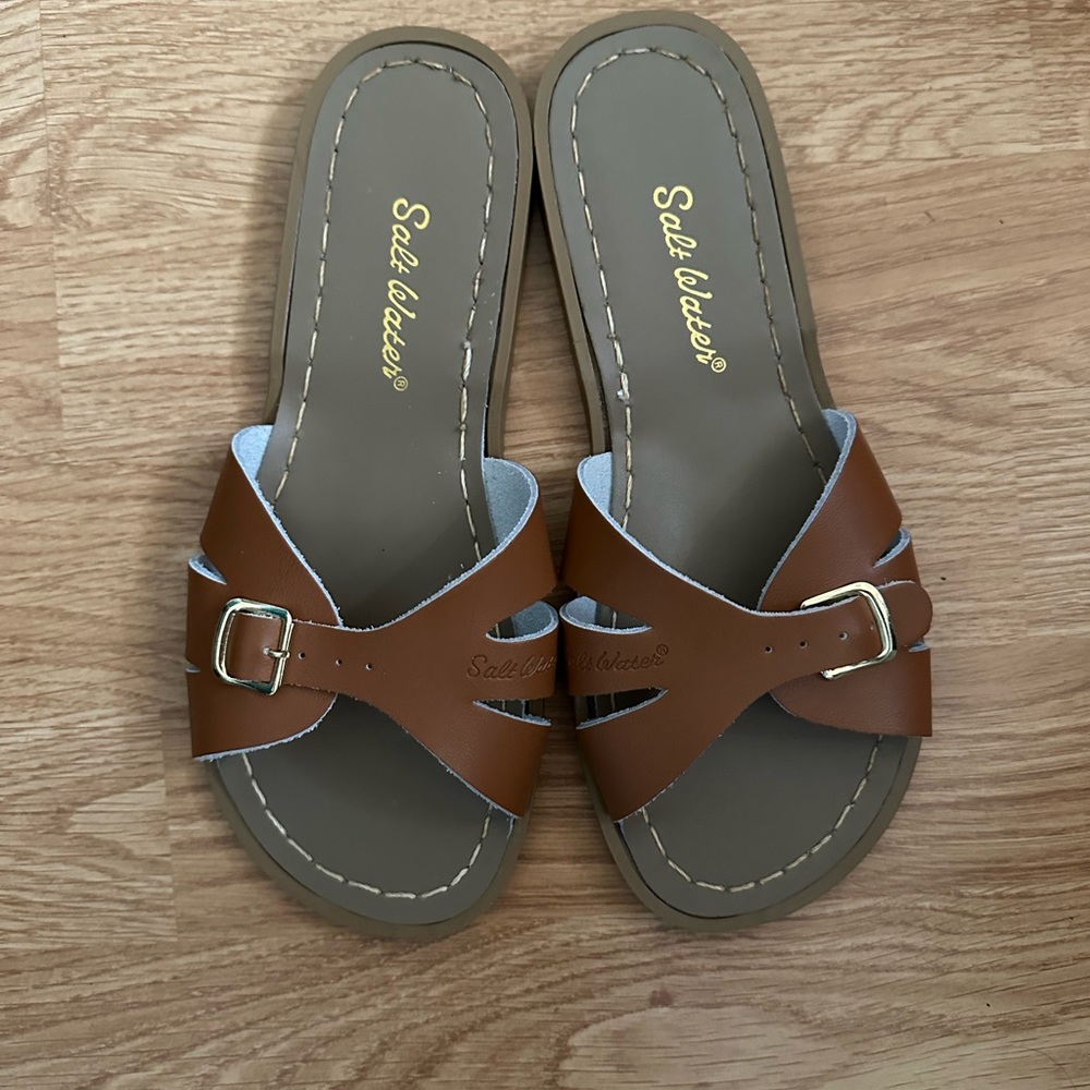Salt Water Sandals Tan Slides